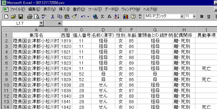 宗門改帳」分析システム 検索利用マニュアル 宗門改帳」分析システム 検索利用マニュアル